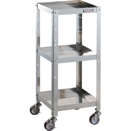 TRUSCO Stainless Steel Cart Clean Rabbit 75φ Urethane Wheels SUS Fittings 360 x 360 x H880 3 Tiers CRB-933SU 1 Unit