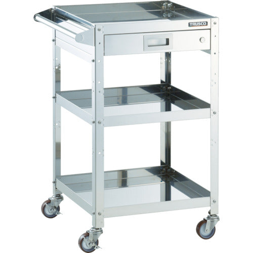 TRUSCO Stainless Steel Cart Clean Rabbit 75φ Rubber Wheels SUS Fittings 1 Drawer with Handle CRB-953HVSU 1 Unit
