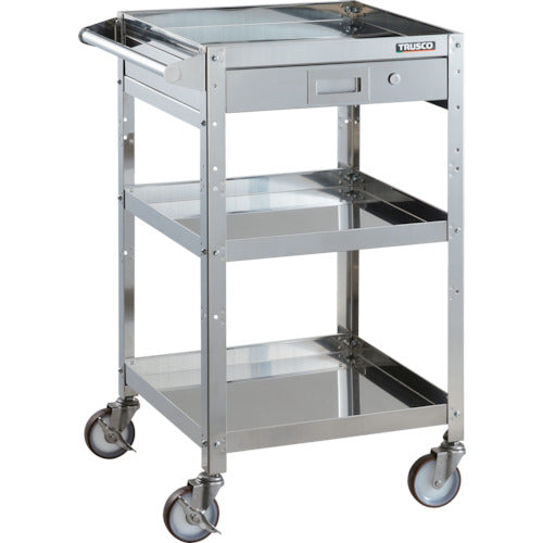 TRUSCO Stainless Steel Cart Clean Rabbit 100φ Urethane Wheels SUS Fittings 1 Drawer with Handle CRB-953HVSU100 1 Unit