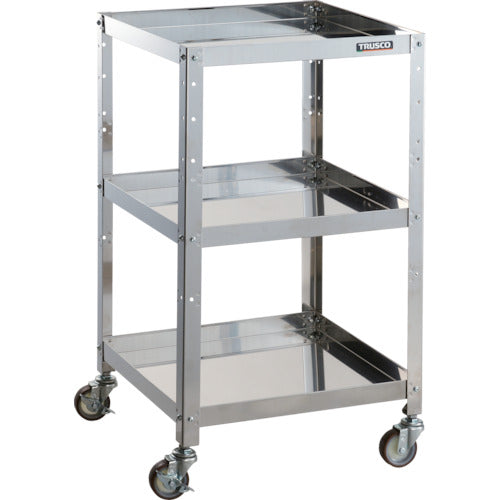 TRUSCO Stainless Steel Cart Clean Rabbit 75φ Urethane Wheels SUS Fittings 500 x 500 x H880 3 Tiers CRB-953SU 1 Unit