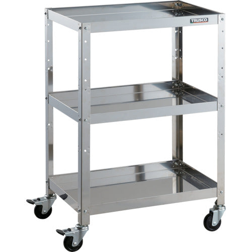 TRUSCO Stainless Steel Cart Clean Rabbit 75φ Rubber Wheels Iron Fittings 600 x 400 x H880 3 Tiers CRB-963 1 Unit