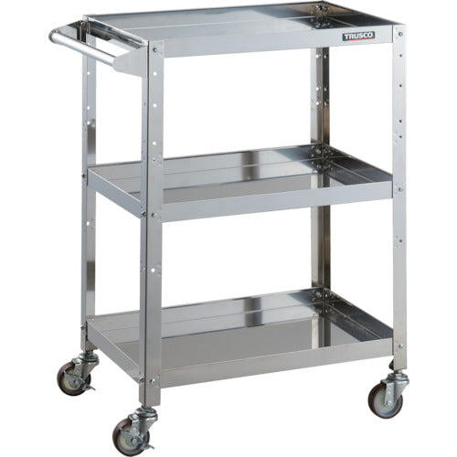 TRUSCO Stainless Steel Cart Clean Rabbit 75φ Urethane Wheels with SUS Metal Fittings and Handle CRB-963HSU 1 Unit