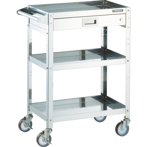 TRUSCO Stainless Steel Cart Clean Rabbit 100φ Urethane Wheels SUS Fittings 1 Drawer with Handle CRB-963HVSU100 1 Unit