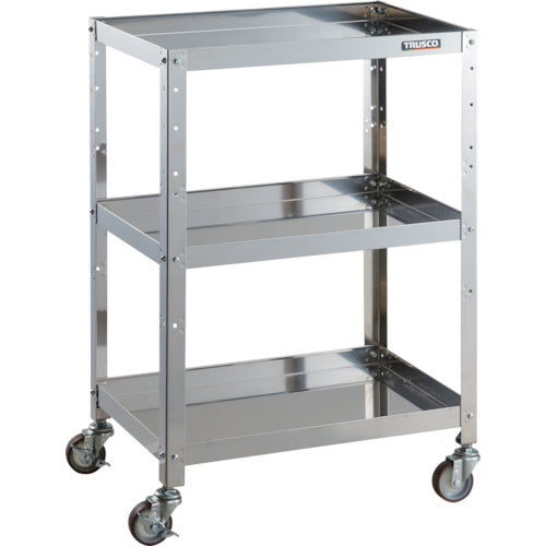 TRUSCO Stainless Steel Cart Clean Rabbit 75φ Urethane Wheels SUS Fittings 600 x 400 x H880 3 Tiers CRB-963SU 1 Unit