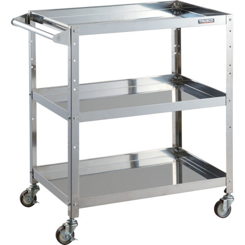 TRUSCO Stainless Steel Cart Clean Rabbit 75φ Urethane Wheels with SUS Metal Fittings and Handle CRB-973HSU 1 Unit