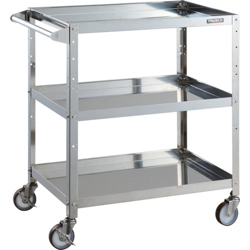TRUSCO Stainless Steel Cart Clean Rabbit 100φ Urethane Wheels with SUS Metal Fittings and Handle CRB-973HSU100 1 Unit