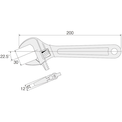 HOZAN 원숭이 렌치 전체 길이 200mm W-240-200 1개