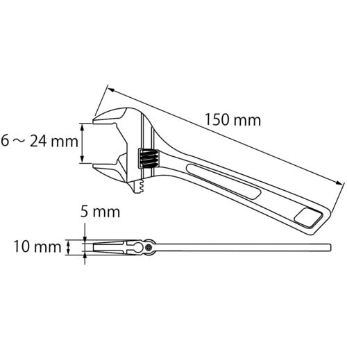 エビ　ハイブリットモンキーレンチＸ　ガタレス　１５０ｍｍ　UM24XG　1 丁