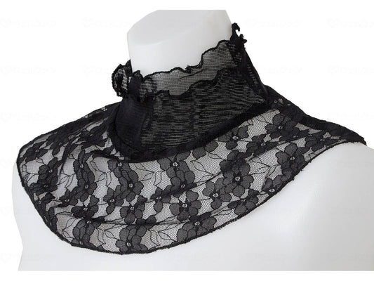 Servan Silk Lace Neck Cover, Black