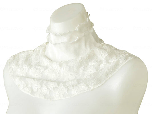Servan Silk Lace Neck Cover, White