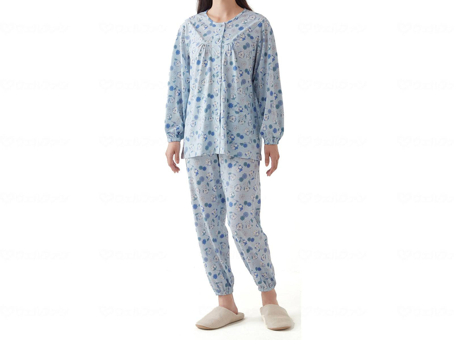 Servan 100% cotton, comfortable, loose-fitting pajamas, blue, 3L-4L