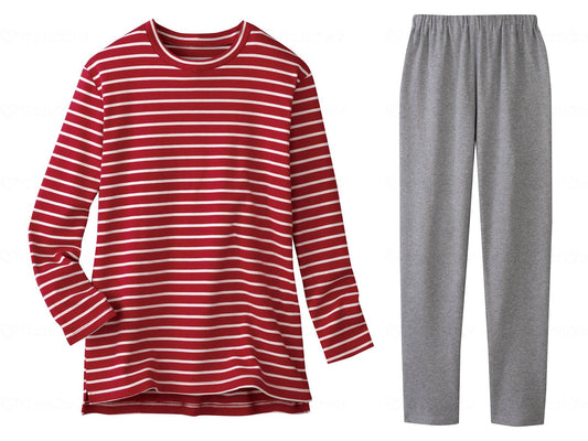 Servan 100% cotton smooth border pattern pajamas wine red L