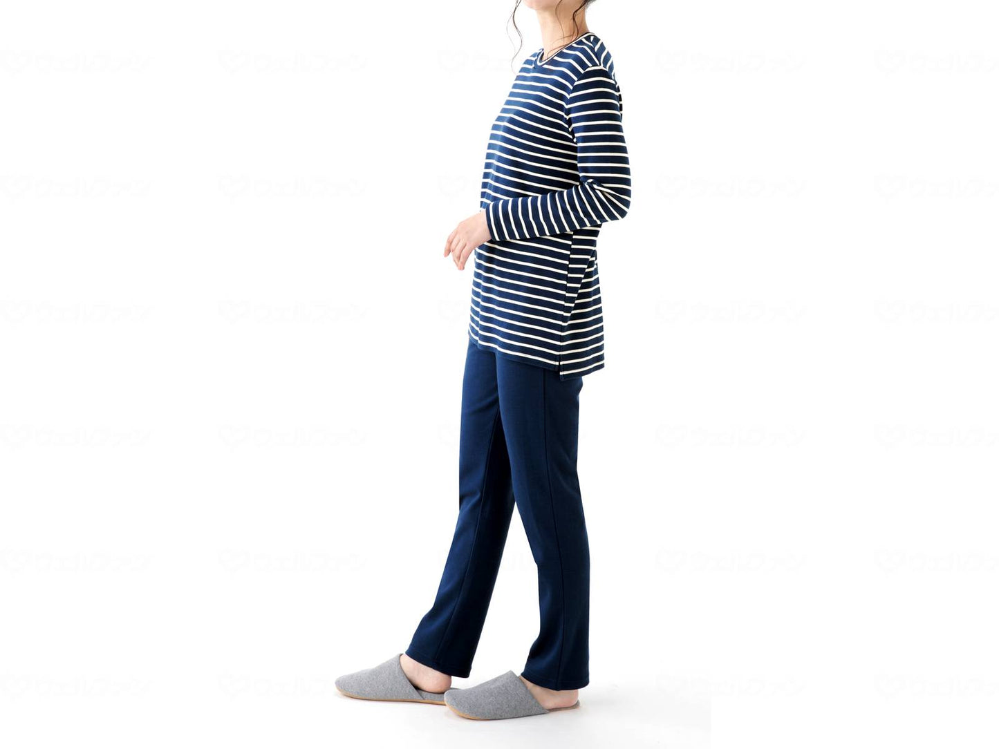 Servan 100% cotton smooth border pattern pajamas, navy, L