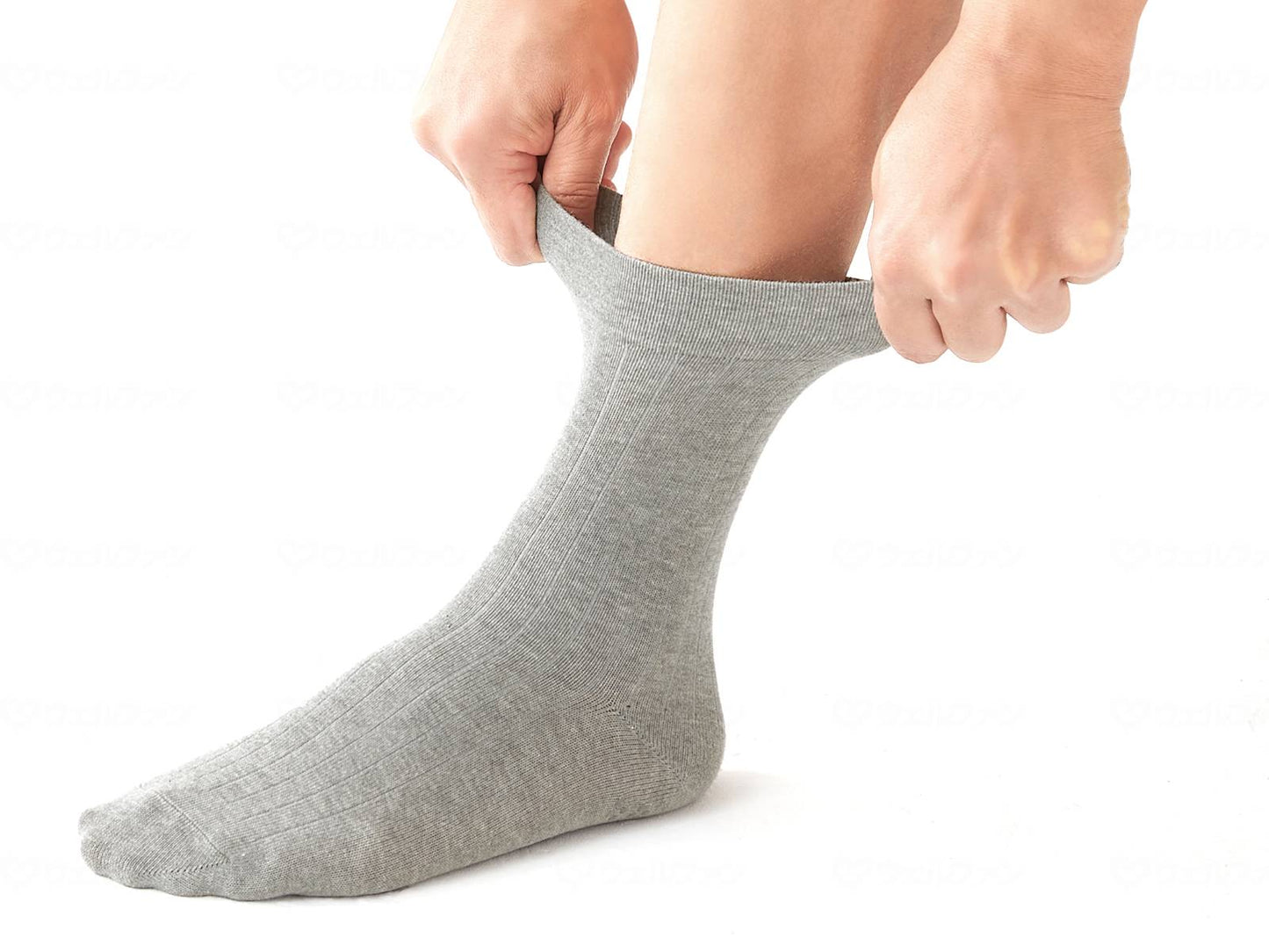 セルヴァン口ｺﾞﾑゆったり名前が書ける靴下　男性用 ｸﾞﾚｰ