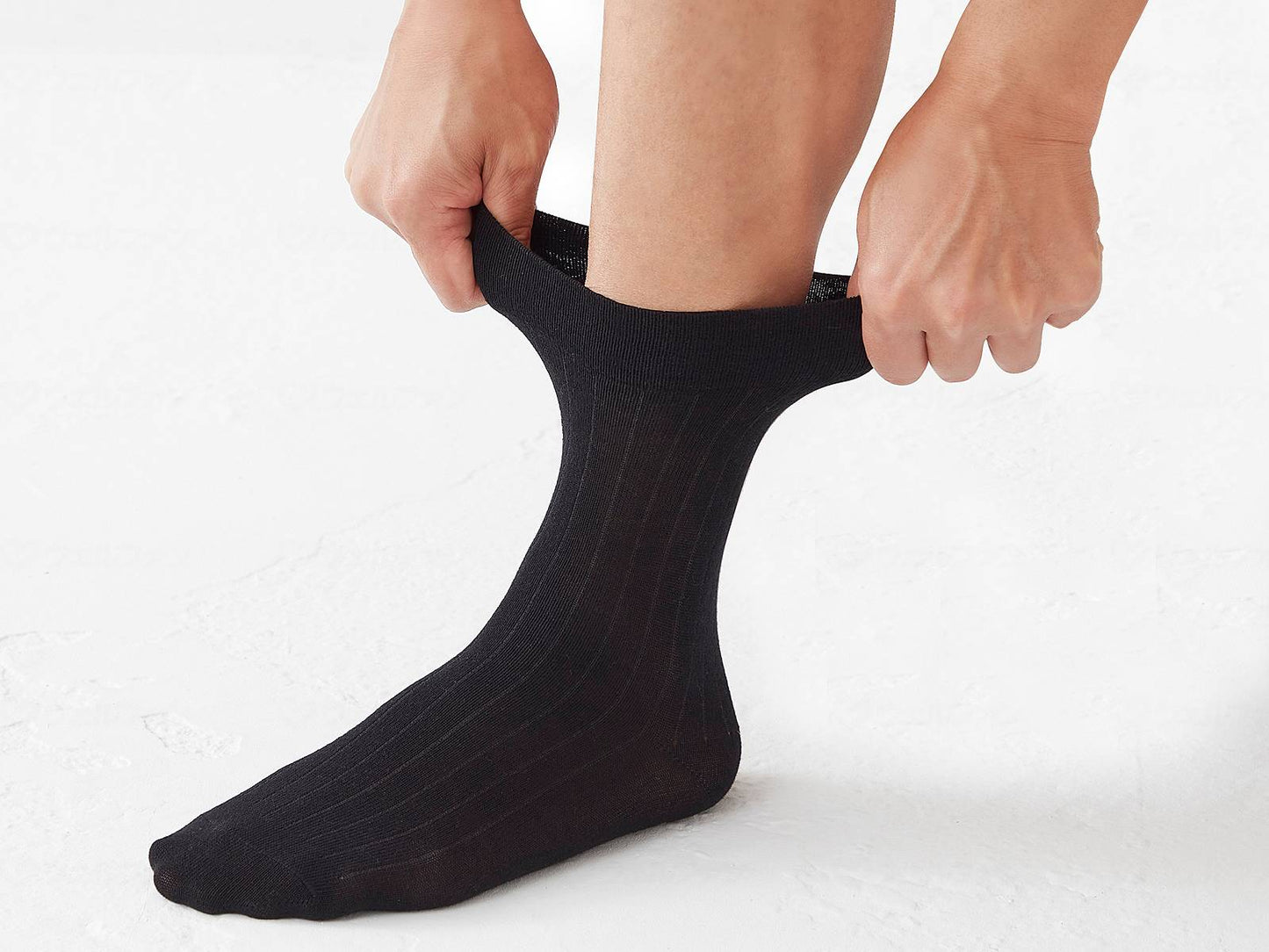 セルヴァン口ｺﾞﾑゆったり名前が書ける靴下　男性用 ﾌﾞﾗｯｸ