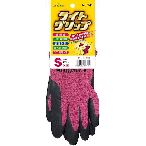 ＳＨＯＷＡ　天然ゴム背抜き手袋　ライトグリップ　レッド　Ｓサイズ　NO341-SR　1 双