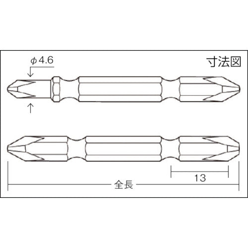 アネックス　ハイパービット２本組　両頭コンビタイプ　＋１×＋２×６５　AHPM-1265　1 Ｓ
