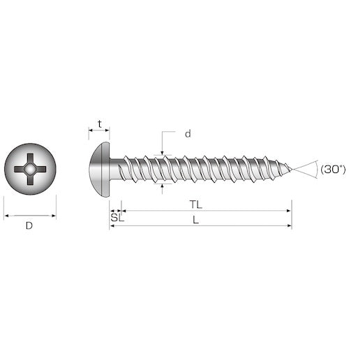 코쿠부 트위스터 나베 머리 4x25 SUS410/퍼시페이트 처리 샤프 포인트 고저 나사산(200개입) PCS-4025P 1 PK