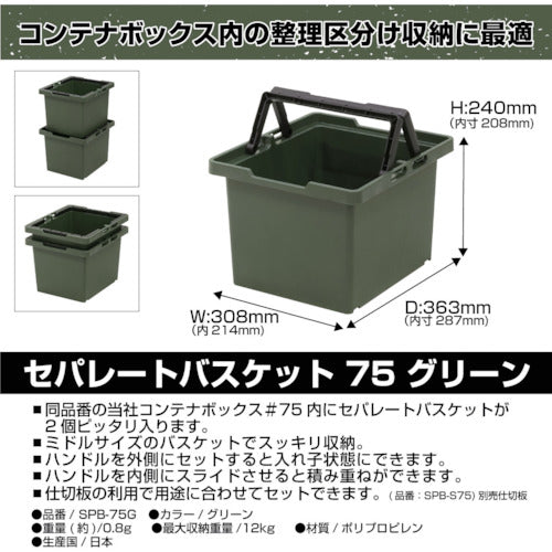 ＪＥＪアステージ　セパレートバスケット　グリーン＃７５　SPB-N75G　1 個