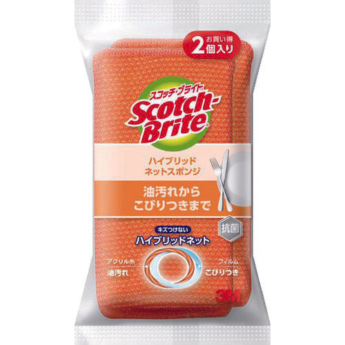 3M 스카치 브라이트 하이브리드 넷 스폰지 오렌지(2개입) HBNT-75E 2PM 1 PK