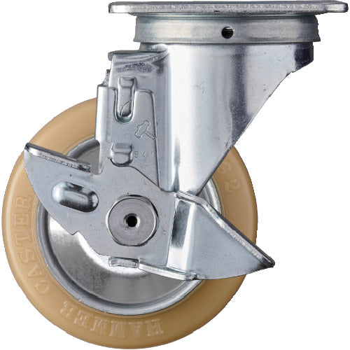 해머 선회식 우레탄 바퀴(롤러 베어링) 100mm 스토퍼 부착 413S-URB100 1개