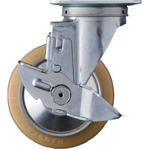 해머 선회식 우레탄 바퀴(롤러 베어링) 125mm 스토퍼 부착 413S-URB125 1개