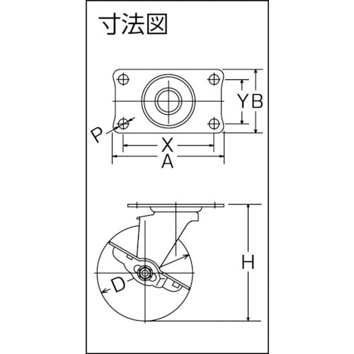 ハンマー　Ｅシリーズ旋回式ウレタン車輪（ナイロンホイール・ベアリング）１００ｍｍ　ＳＰ付　415E-UB100　1 個