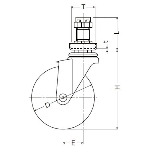 ハンマー　パイプ差込み旋回式ウレタン車輪（ナイロンホイール）１２５ｍｍ　φ３８用　4202EN-UR125　1 個