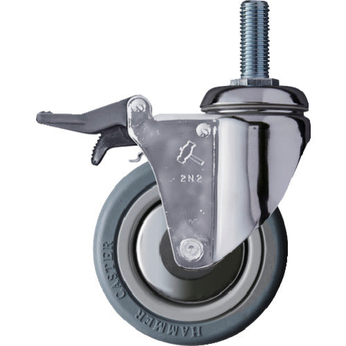 Hammer Screw-in Swivel Rubber Wheel (Nylon Wheel, Ball Bearing) 100mm Total Lock 915MA-RB100 1 pc