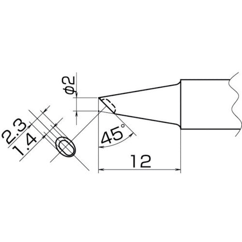 白光　こて先　２ＢＣ型　溝付　はんだメッキ　１ｍｍ　T20-BCM2　1 本