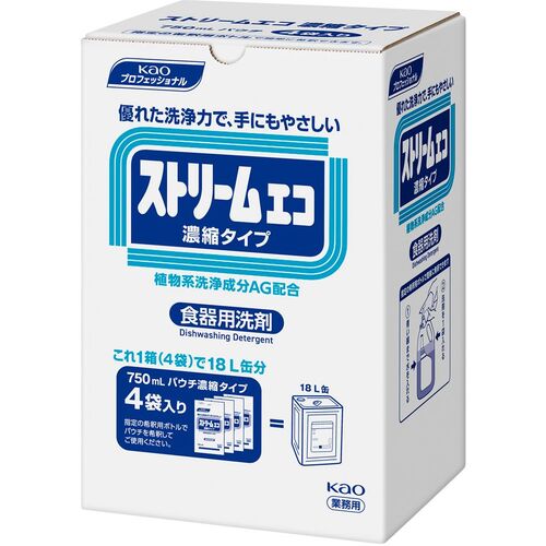 Ｋａｏ　食器洗剤　業務用ストリームエコ　７５０ｍｌ×４袋入り　505798　1 箱