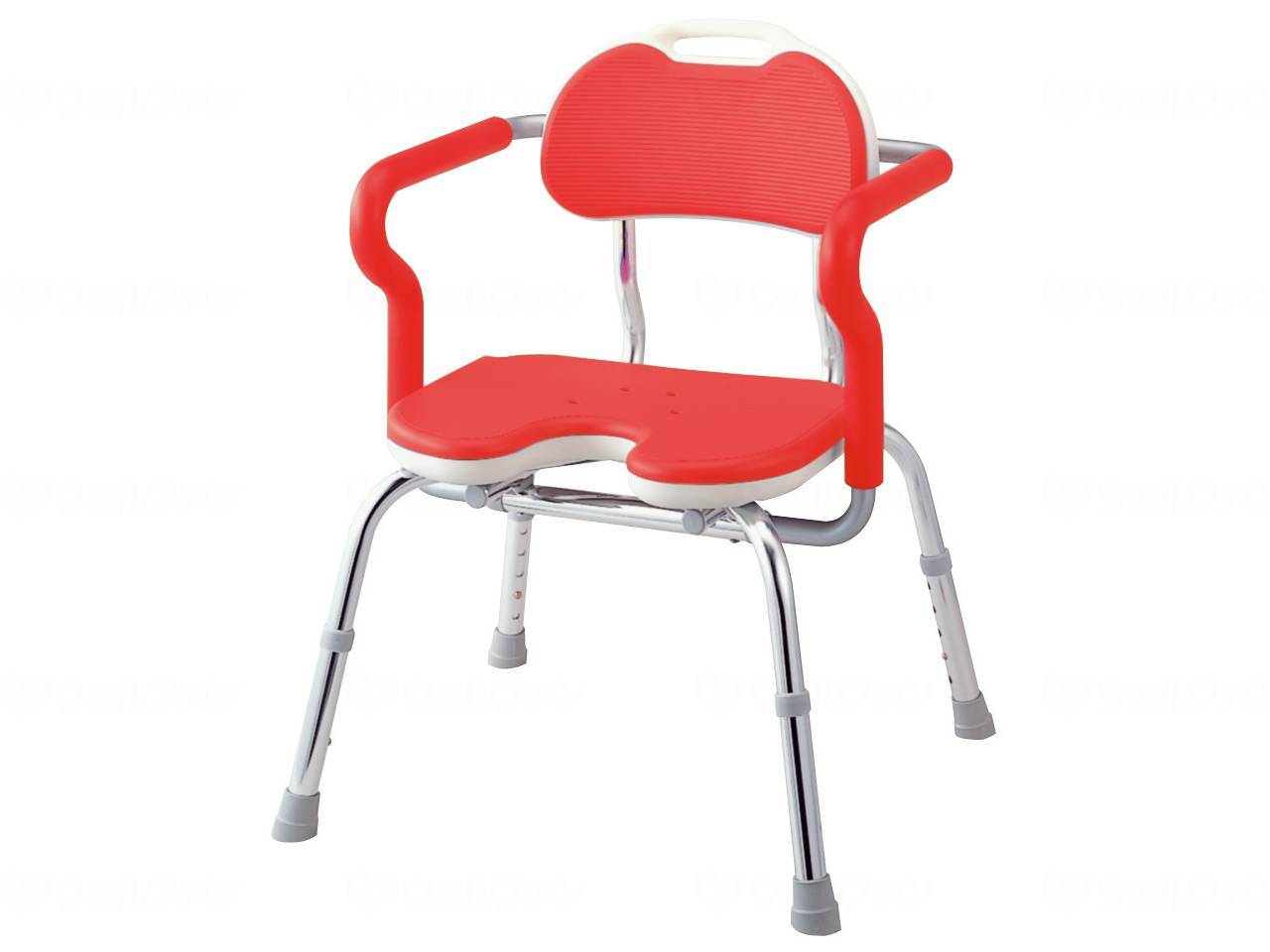 アロン化成ひじ掛け付ｼｬﾜｰﾍﾞﾝﾁRE-U ﾚｯﾄﾞ