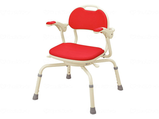 Aronkasei Shower Bench with Armrests, Mawarukun, Red