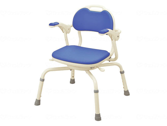 Aronkasei Shower Bench with Armrests, Mawarukun, Blue