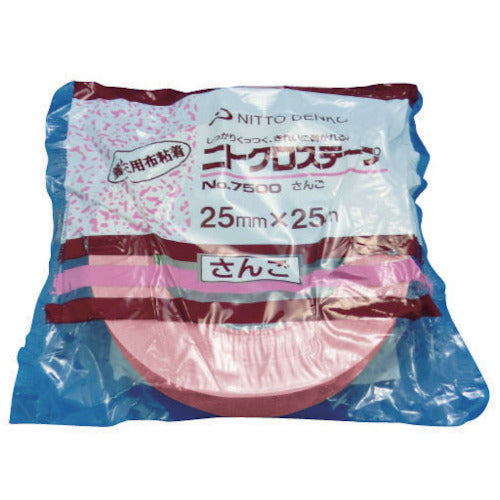 Nitto Masking Cloth Adhesive Tape No. 7500 25mm x 25m Coral NO7500X25 1 roll