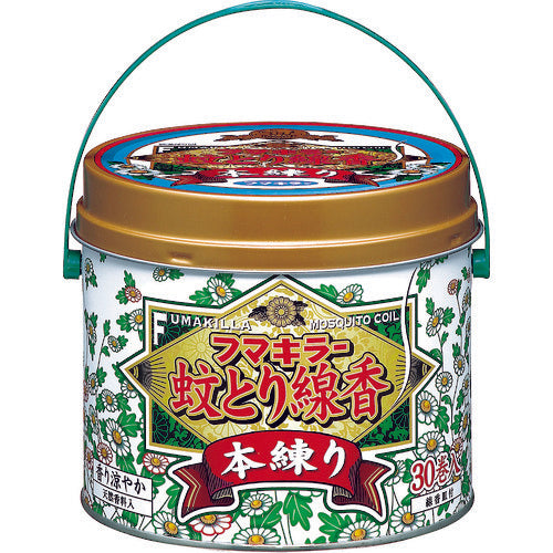 Fumakilla Mosquito Coils, Hon-Kneaded, 30 Rolls in a Can, 409789, 1 Can