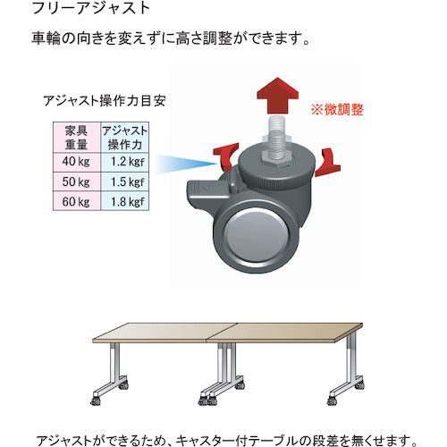 プラパート　リフトロックキャスター　ナイロン車　φ５０　Ｍ１２　黒　高さ調整可　K100-50-B12　1 個