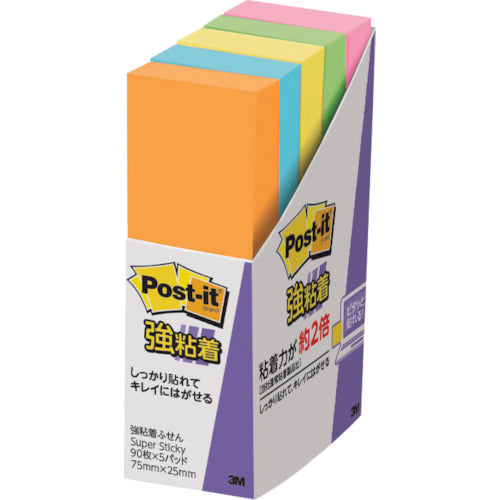 ３Ｍ　ポスト・イット　強粘着ふせん　７５Ｘ２５ｍｍ　混色　500-5SSAN　1 PK