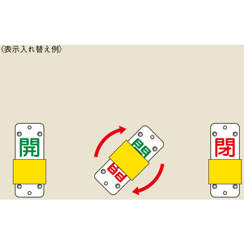 緑十字　スライド式バルブ開閉札　開（緑）⇔閉（赤）　特１５−４３Ｂ　９０×３５ｍｍ　エンビ　165206　1 個