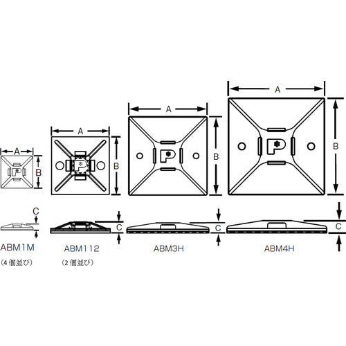 PANDUIT 마운트 베이스 고무계 점착 테이프 첨부 화이트 (500개입) ABM100-AD 1봉
