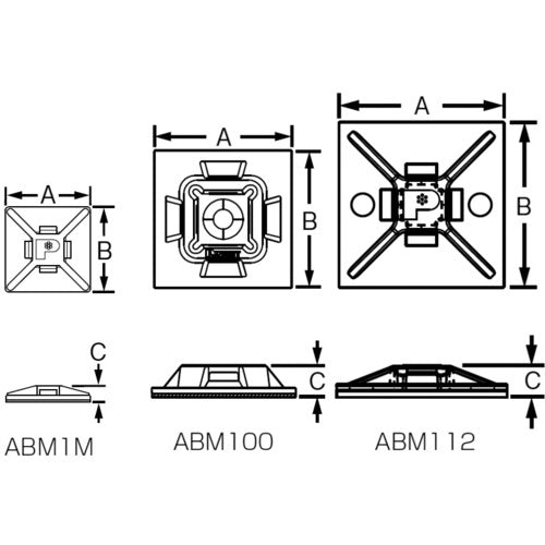 PANDUIT 마운트 베이스 아크릴계 점착 테이프 부착 내후성 블랙 1000개입 ABM1M-AT-M0 1봉