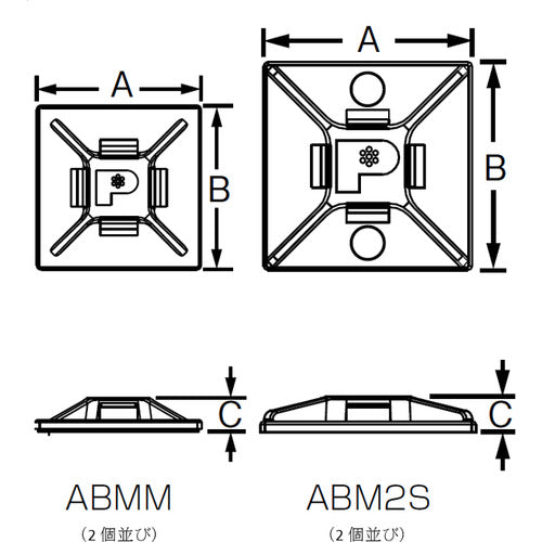 ＰＡＮＤＵＩＴ　マウントベース　アクリル系粘着テープ付き　白　（１００個入）　ABMM-AT-C　1 袋