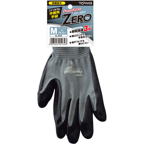 Towaron Nitrile Backless Gloves Power Glove ZERO Gray M 513-M 1 Pair