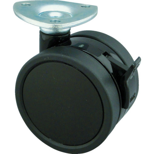 Toshin Plate-type double-wheel caster, diameter 40, with free stopper, TUS40-P, 1 piece