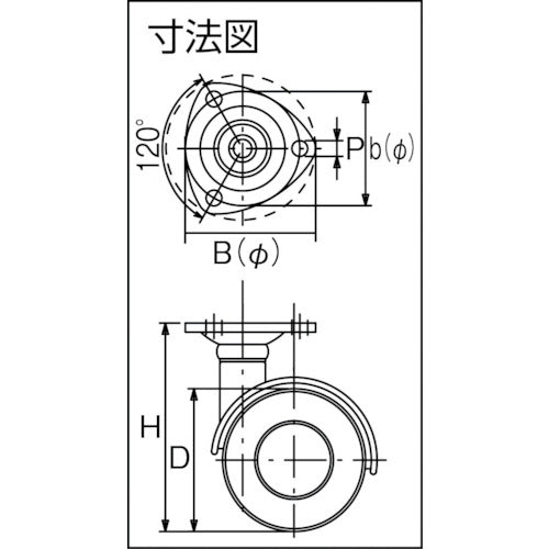 トーシン　プレート式双輪キャスター　４０径　自在　U40-P　1 個