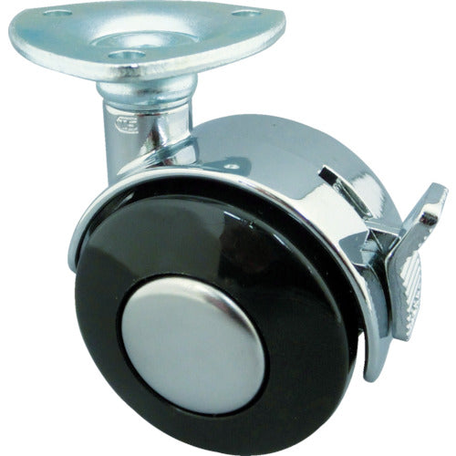 Toshin Plate-type double-wheel caster, diameter 40, with free stopper, US40-P, 1 piece