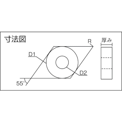 三和　切削工具　ハイスチップ　菱形５５°　12L5504-BR2　10 個