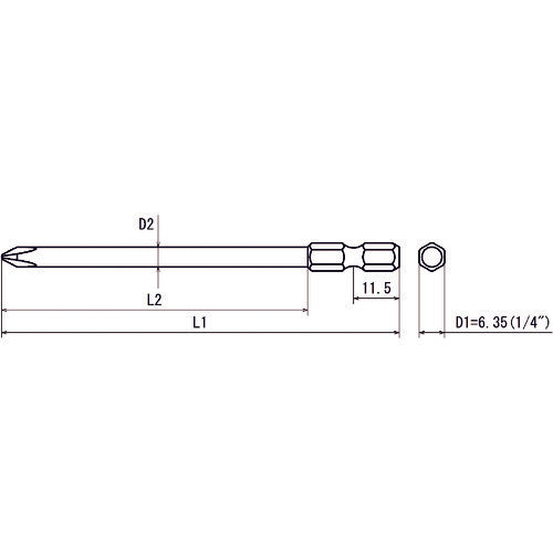 近江　六角６．３５　溝１１．５差込　充電式ドライバー用差込　＋２　全長１２０　段付φ５ｘ９７　ＭＡＧ　V18-2-120-5 MAG　10 本