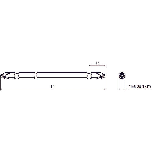 近江　六角６．３５　溝１３差込（カムアウト防止仕様）　Ｗビット　＋２　全長１１０　ＦＶ　V21W-2-110-FV　10 本