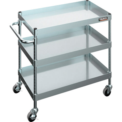 ＴＲＵＳＣＯ　【売り切り廃番】ステンレスワゴン　ＳＵＳ４３０クリーンフレックスワゴン　７５０Ｘ４５０ＸＨ７４０　３段　７５Φナイロンウレタンキャスター　　CFL4B-723-NU75　1 台
